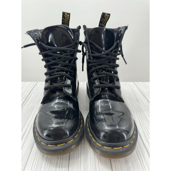 Dr. Martens 1460 W‎ Patent Leather Boots L Black Patent Lamper Women's Size 6 - Picture 2 of 10